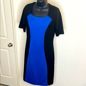 North Style Size 8 Blue & Black 1/4 sleeve Dress Business Casual Cocktail MiNT